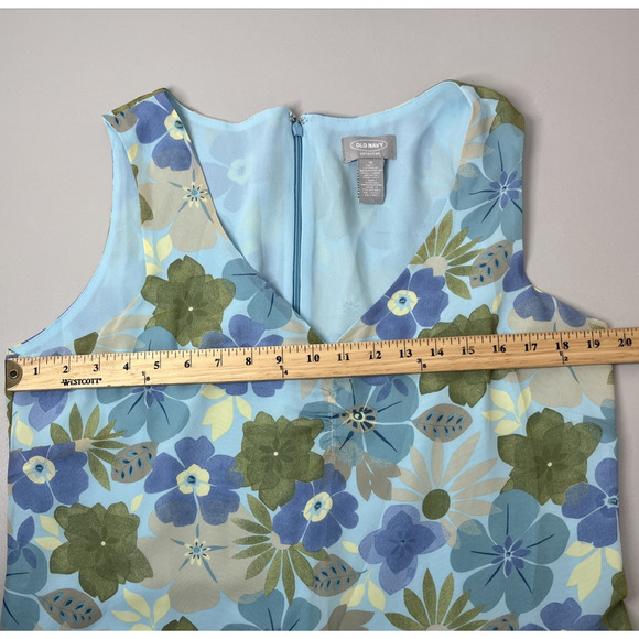 Old Navy V Neck Chiffon Midi Tank Dress Size 16 Blue Floral V Neck Lightweight - Picture 7 of 11